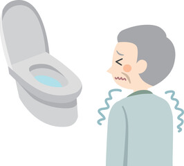 トイレの温度が低いので震える高齢者