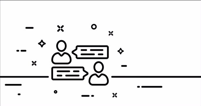 Communicating people. Texting message, messenger, online chat, speech bubble, exchange information. Communication concept. One line drawing animation. Motion design. Animated technology logo. Video 4K