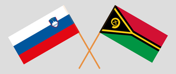 Crossed flags of Slovenia and Vanuatu. Official colors. Correct proportion