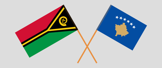 Crossed flags of Vanuatu and Kosovo. Official colors. Correct proportion