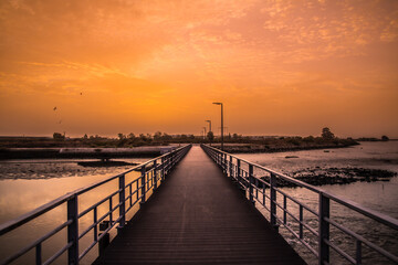 sunset on the bridge