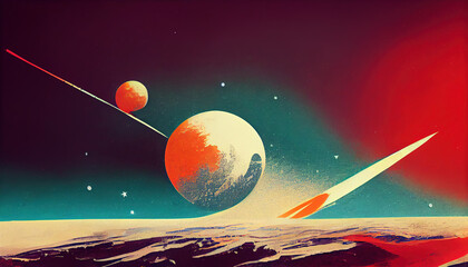 retro space art planets space