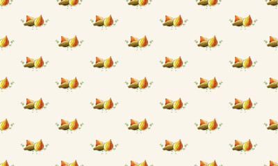Pumpkins Seamless Pattern. Autumn background in watercolor style. Pattern design for Harvest festival or Thanksgiving day. Illustration for wrapping paper, and textiles.