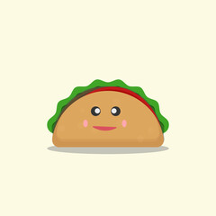 Funny Taco Cartoon, Icon vector cute taco. Mascot Taco.