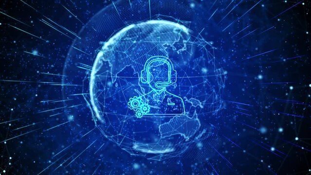 Technical Support Digital Global Technology World Network connections Loop background. technical support business monitoring development programming management brainstorming working.