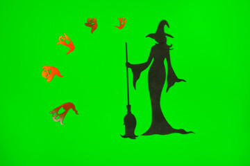Halloween Witch on the green screen background.