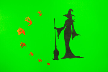 Halloween Witch on the green screen background.