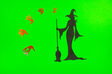 Halloween Witch on the green screen background.