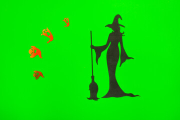 Halloween Witch on the green screen background.