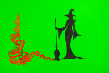 Halloween Witch on the green screen background.