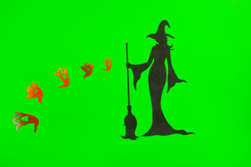Halloween Witch on the green screen background.