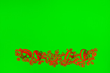 Halloween pumpkins on the green screen background.