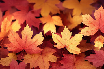 Naklejka na ściany i meble Falling leaves natural background. Autumn maple leaves