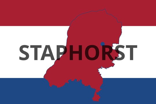 Staphorst: Illustration mit dem Namen der niederl&auml;ndischen Stadt Staphorst in der Provinz Overijssel