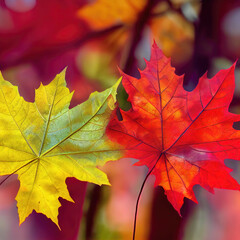 Falling leaves natural background. Autumn maple leaves