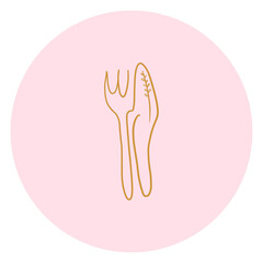 Fork and Knife Line Art Icon