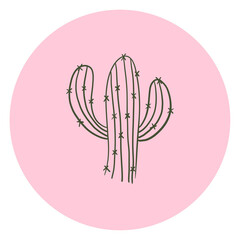 Green Cactus Line Art Icon