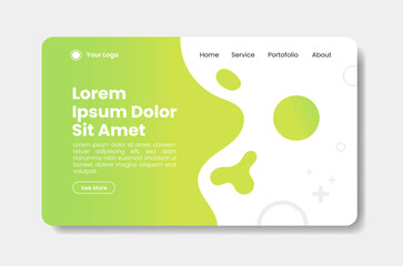 Landing page with abstract liquid and circle shape background