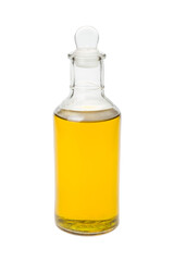 Bottle with oil without cap, PNG isolated on transparent background  