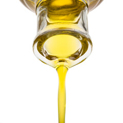 Oil pouring from a bottle, PNG isolated on transparent background  