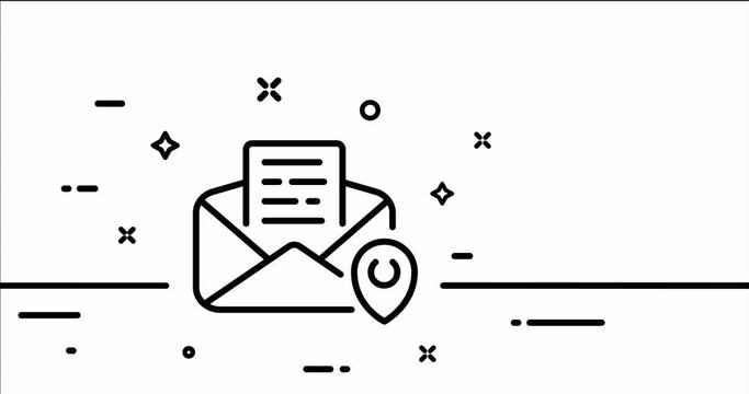 Mail. Letter, envelope, pointer, addressee, sender correspondence, letters, send message. Communication concept. One line drawing animation. Motion design. Animated technology logo. Video 4K