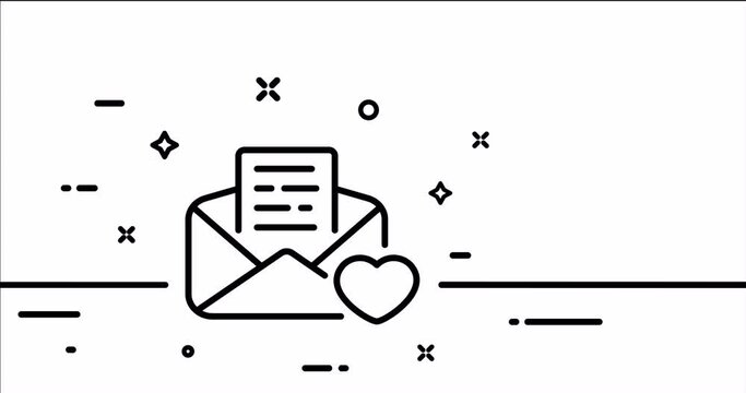 Favourite mail. Like, letter, envelope, chosen, addressee, correspondence, letters, send message. Communication concept. One line drawing animation. Motion design. Animated technology logo. Video 4K