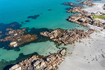 Aerial view of Cloughcorr beach on Arranmore Island in County Donegal, Republic of Ireland