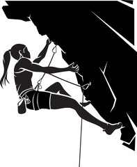Female Silhouette, Rock Climbing Illustration