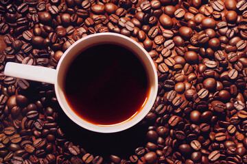 coffee beans and cup
