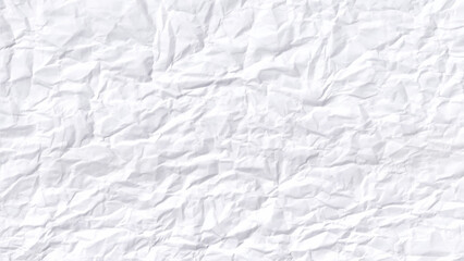 White paper sheet. White crumpled paper texture background. Natural recycled paper or paperwork closeup of wrinkle texture shiny work sheet. Have art light tone grey and white adorn.