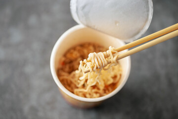 Paper bowl noodles and chopsticks