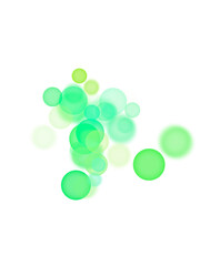 Isolated colorful green bokeh lights