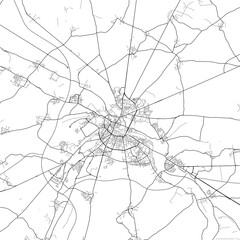 Area map of Amiens France with white background and black roads