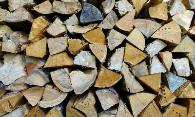 積まれた薪　木材の背景素材