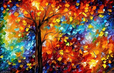 Illustration of autumn mood, mosaic.
