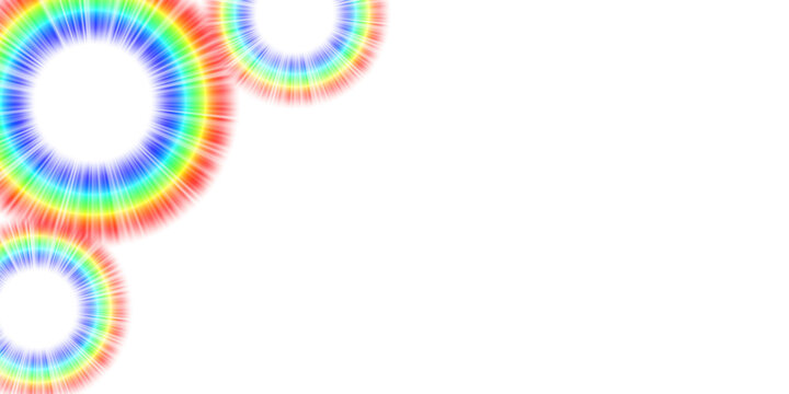 aloni circolari di luce nei colori dell'iride su sfondo trasparente
