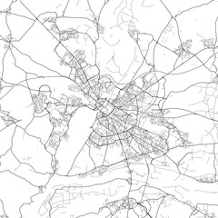 Area map of Angers France with white background and black roads