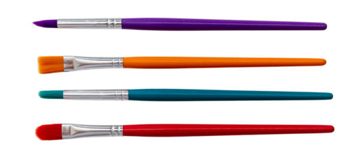 Paint brush set isolated cutout transparent background, PNG. Painter colorful paintbrush, art and creativity.