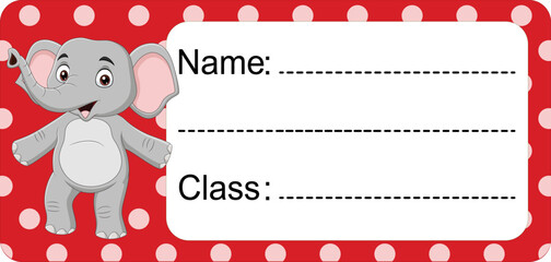 HAPPY ELEPHANT NAME LABELS TAG