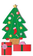 Christmas tree with decorations for posters,cards and web.