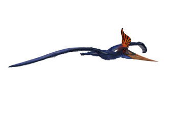 Blue Pteranodon with orange and black crest gliding. 3D illustration isolated. © IG Digital Arts