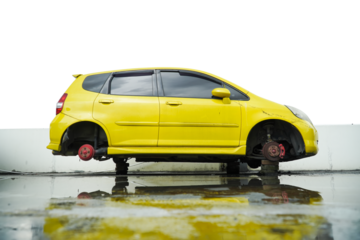 broken car without tires. car wreck. good for car repair or modification workshop brochures