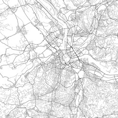 Fototapeta na wymiar Area map of Basel Switzerland with white background and black roads