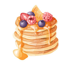 Watercolor Berries Pancake illustration