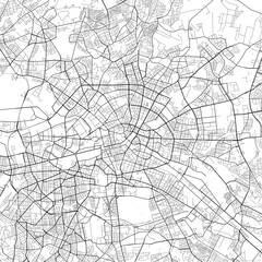 Area map of Berlin Germany with white background and black roads