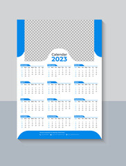 2023 One Page Wall Calendar Design, Business Calendar 2023, Modern 12 Month One Page Calendar Template