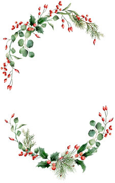 Christmas watercolor wrearh clipart