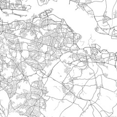 Fototapeta na wymiar Area map of Bexley United Kingdom with white background and black roads