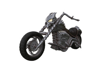 Fantasy demon concept motorcycle. 3D rendering isolated.