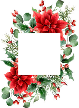Christmas watercolor frame clipart